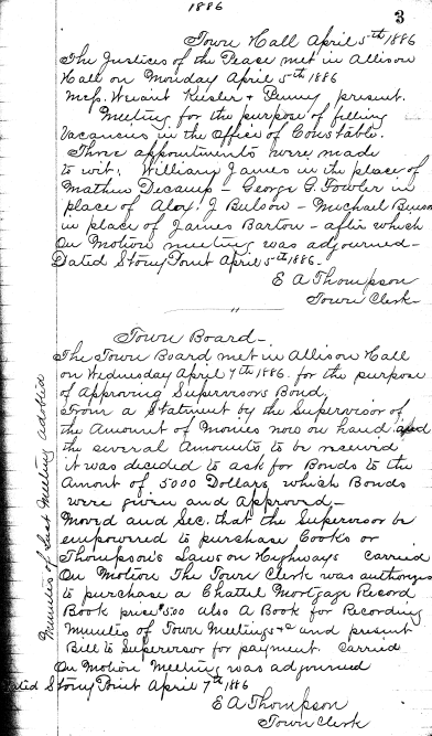 1865 Penny Bridge Town Board Meeting Minutes